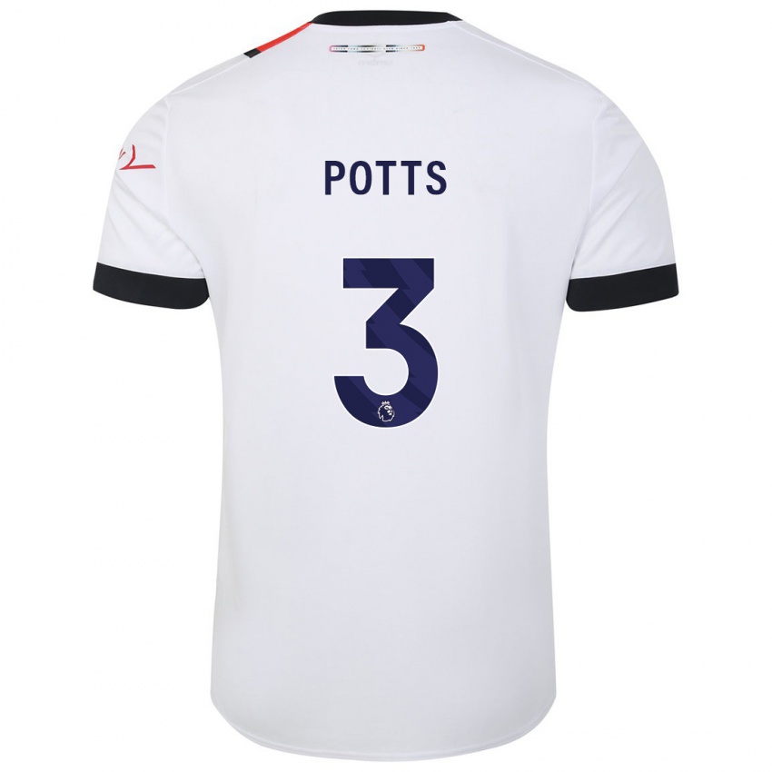 Kinder Dan Potts #3 Weiß Auswärtstrikot Trikot 2023/24 T-Shirt Österreich