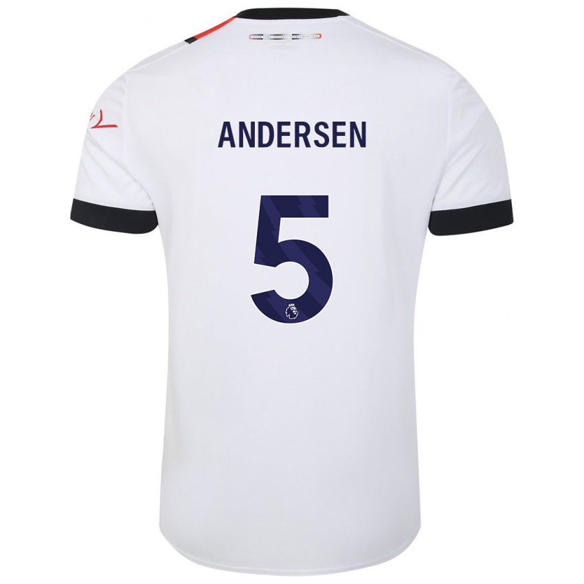 Kinder Mads Andersen #5 Weiß Auswärtstrikot Trikot 2023/24 T-Shirt Österreich