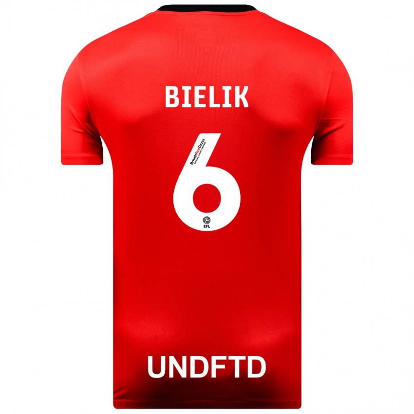 Kinder Krystian Bielik #6 Rot Auswärtstrikot Trikot 2023/24 T-Shirt Österreich