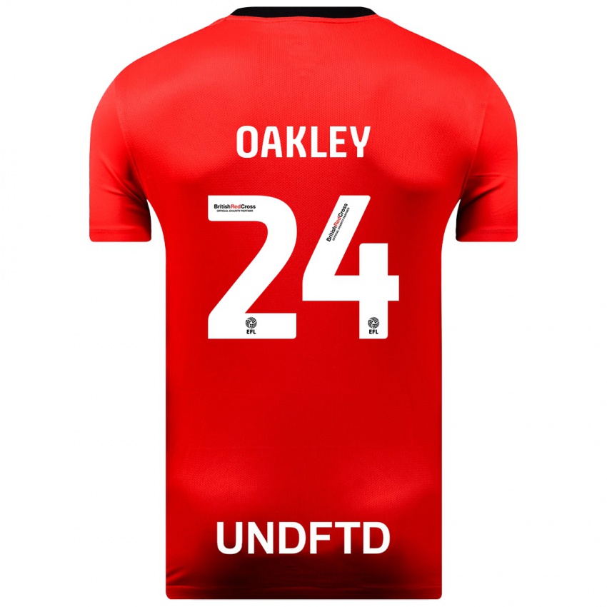 Kinder Marcel Oakley #24 Rot Auswärtstrikot Trikot 2023/24 T-Shirt Österreich