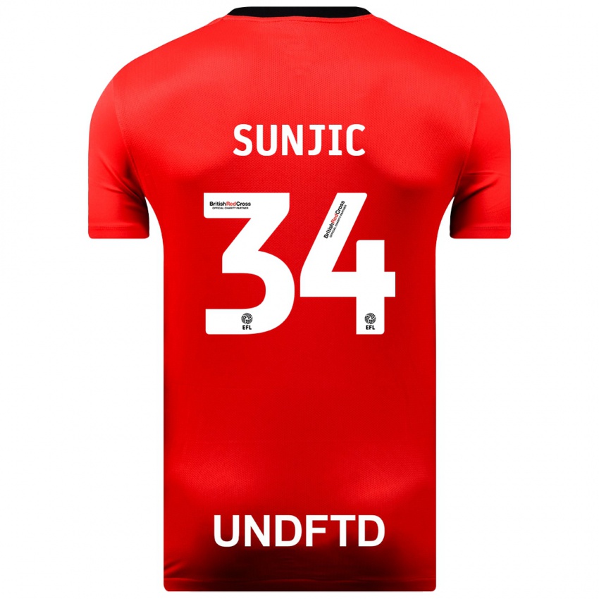 Kinder Ivan Sunjic #34 Rot Auswärtstrikot Trikot 2023/24 T-Shirt Österreich