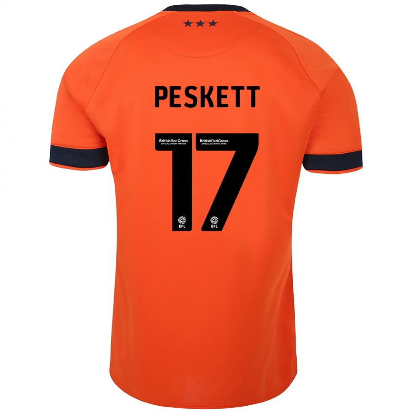 Kinder Sophie Peskett #17 Orangefarben Auswärtstrikot Trikot 2023/24 T-Shirt Österreich