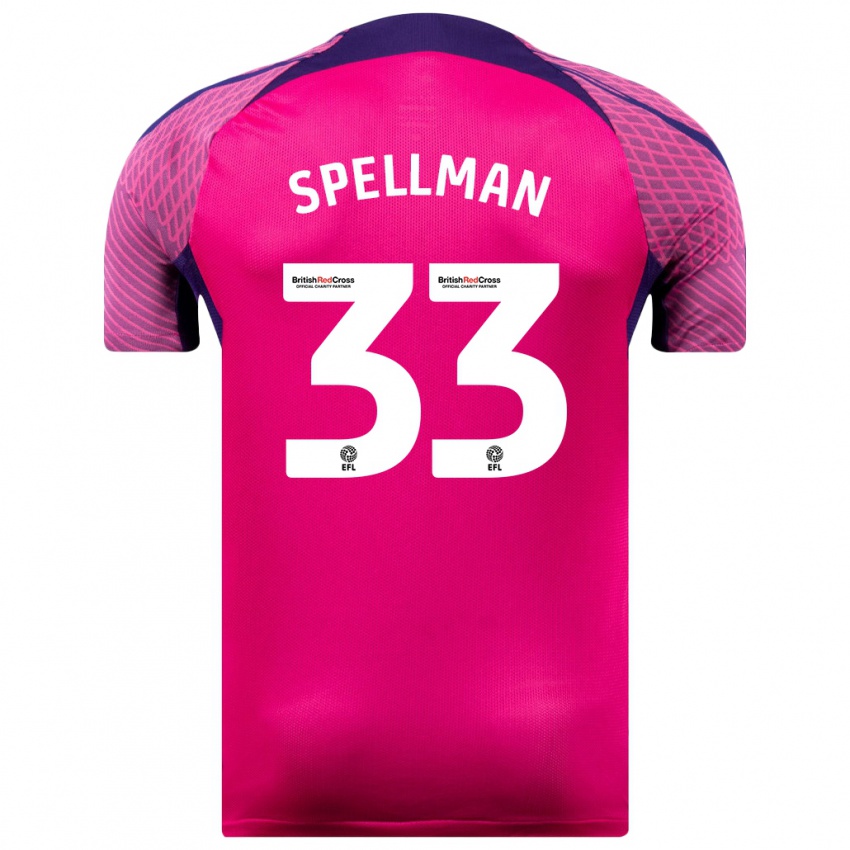 Kinder Michael Spellman #33 Lila Auswärtstrikot Trikot 2023/24 T-Shirt Österreich