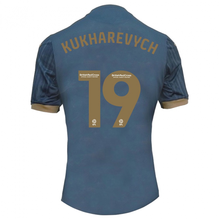 Kinder Mykola Kukharevych #19 Dunkles Blaugrün Auswärtstrikot Trikot 2023/24 T-Shirt Österreich