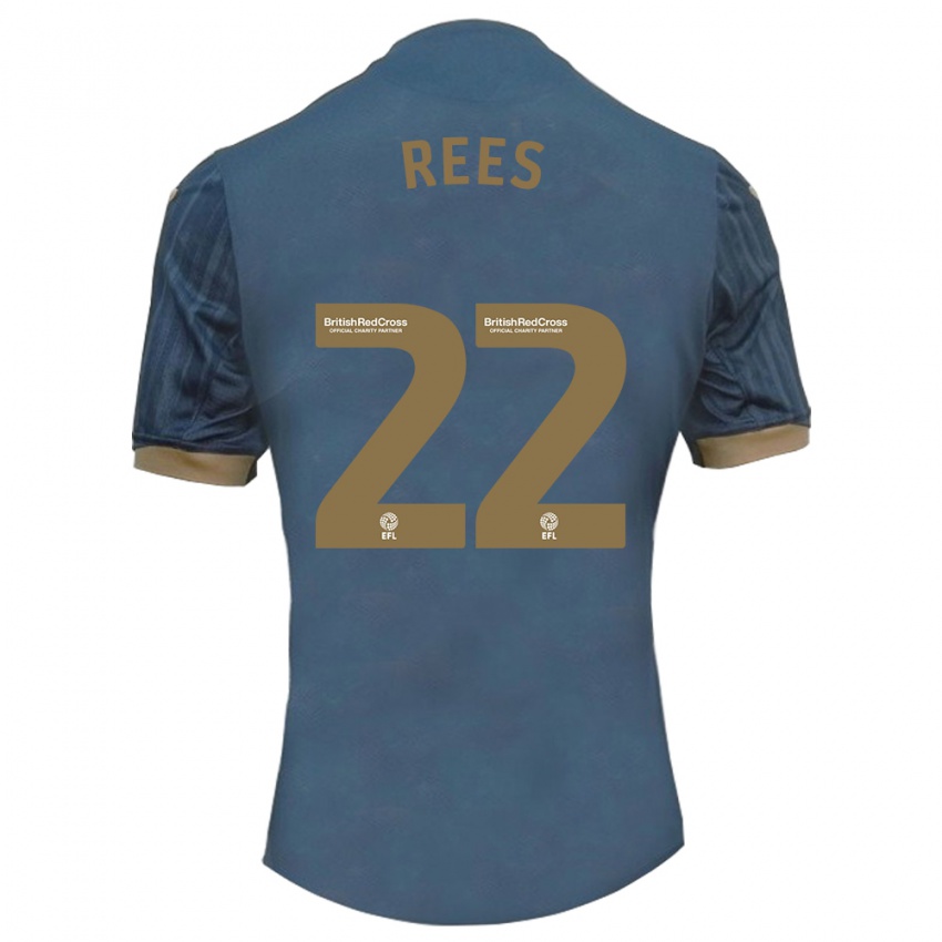 Kinder Nia Rees #22 Dunkles Blaugrün Auswärtstrikot Trikot 2023/24 T-Shirt Österreich