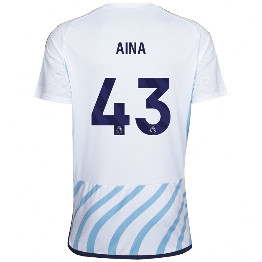 Kinder Ola Aina #43 Weiß Blau Auswärtstrikot Trikot 2023/24 T-Shirt Österreich