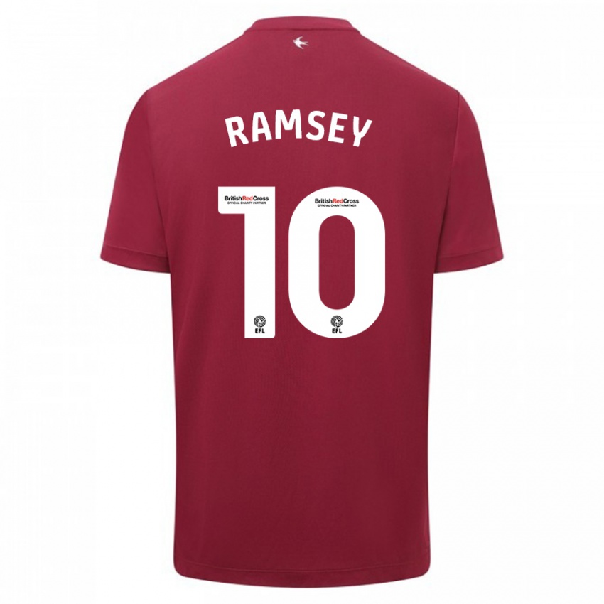 Kinder Aaron Ramsey #10 Rot Auswärtstrikot Trikot 2023/24 T-Shirt Österreich