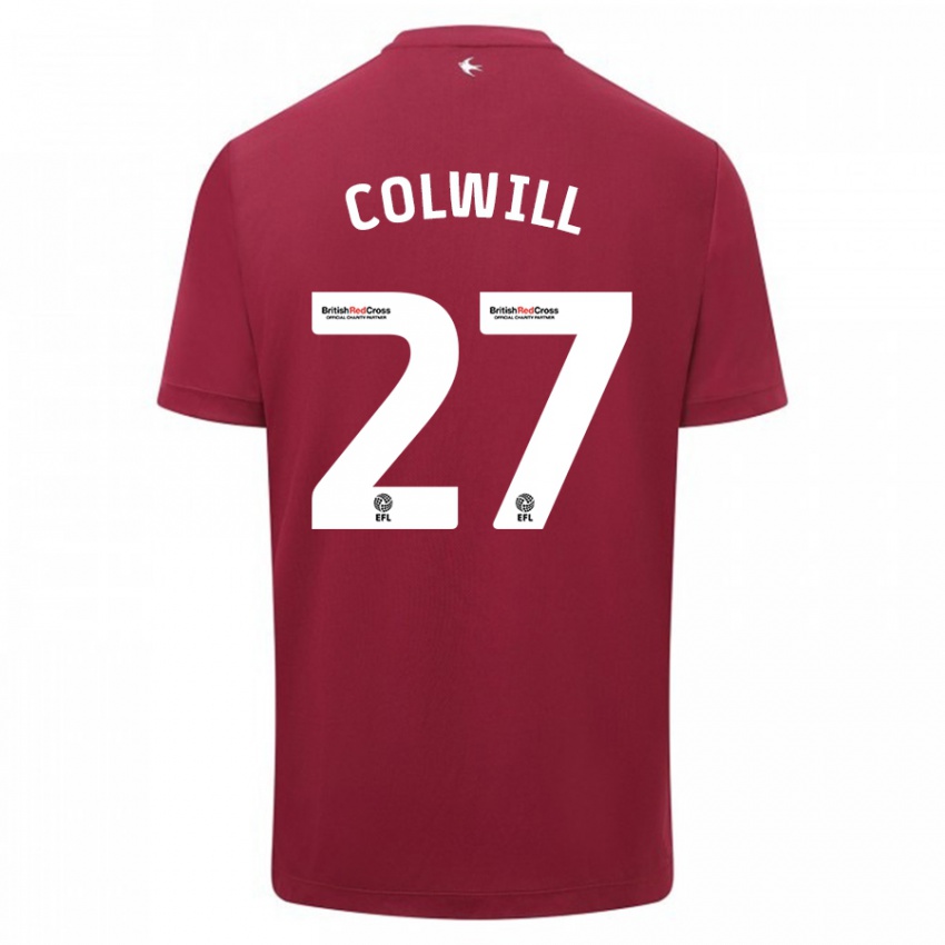 Kinder Rubin Colwill #27 Rot Auswärtstrikot Trikot 2023/24 T-Shirt Österreich