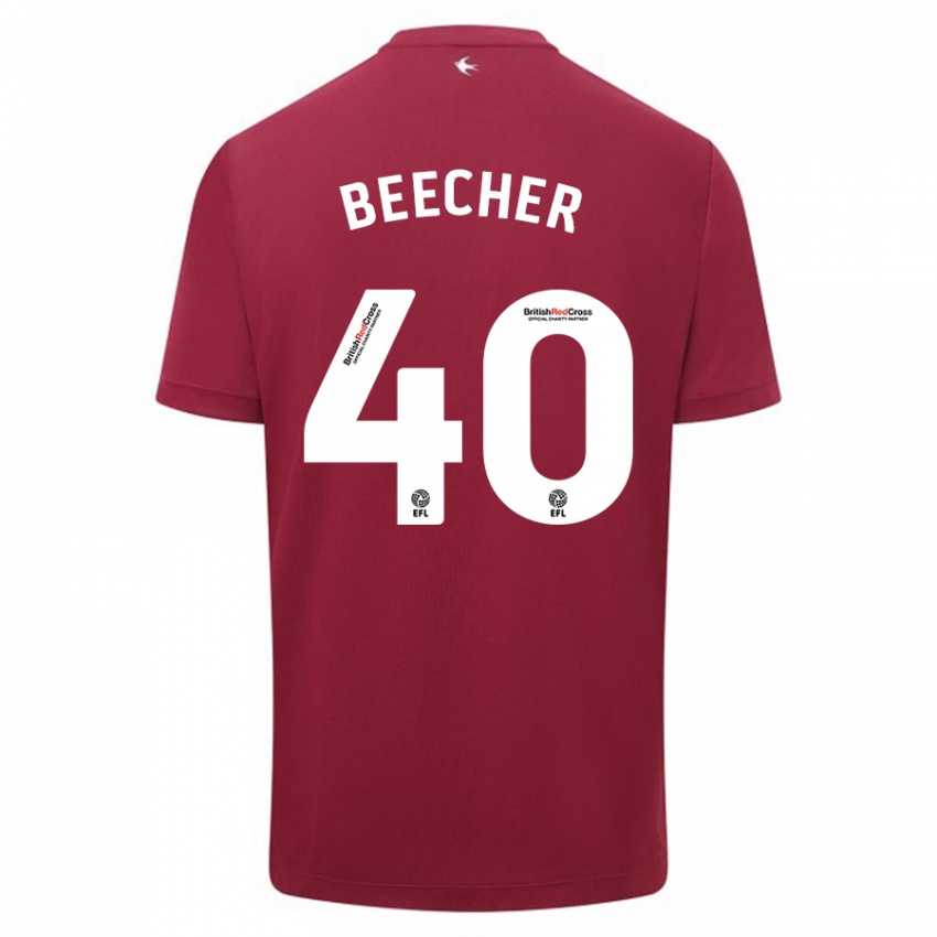 Kinder Josh Beecher #40 Rot Auswärtstrikot Trikot 2023/24 T-Shirt Österreich