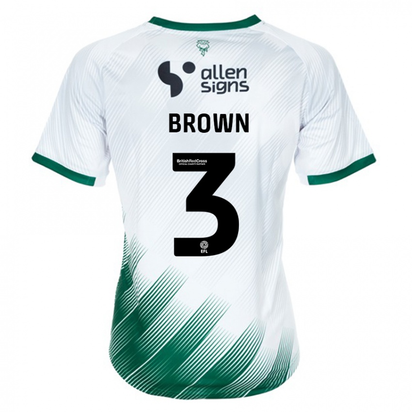 Kinder Jaden Brown #3 Weiß Auswärtstrikot Trikot 2023/24 T-Shirt Österreich