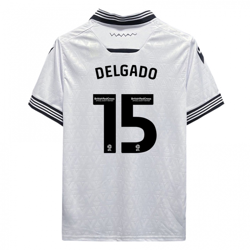 Kinder Juan Delgado #15 Weiß Auswärtstrikot Trikot 2023/24 T-Shirt Österreich