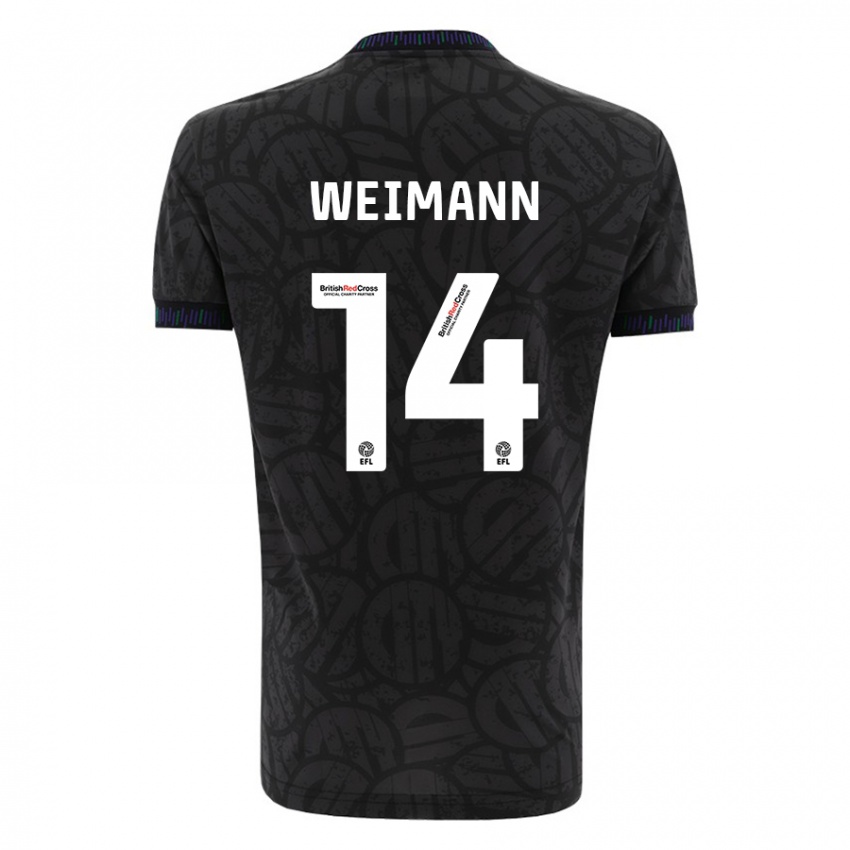 Kinder Andreas Weimann #14 Schwarz Auswärtstrikot Trikot 2023/24 T-Shirt Österreich