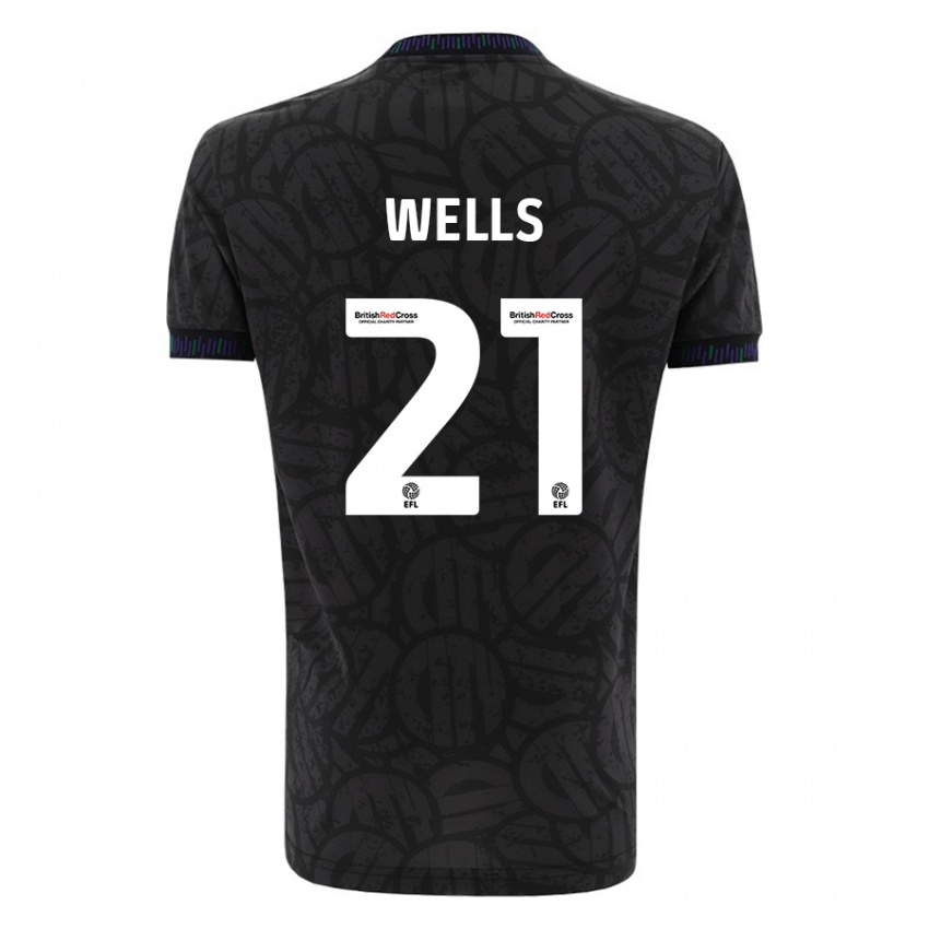 Kinder Nahki Wells #21 Schwarz Auswärtstrikot Trikot 2023/24 T-Shirt Österreich