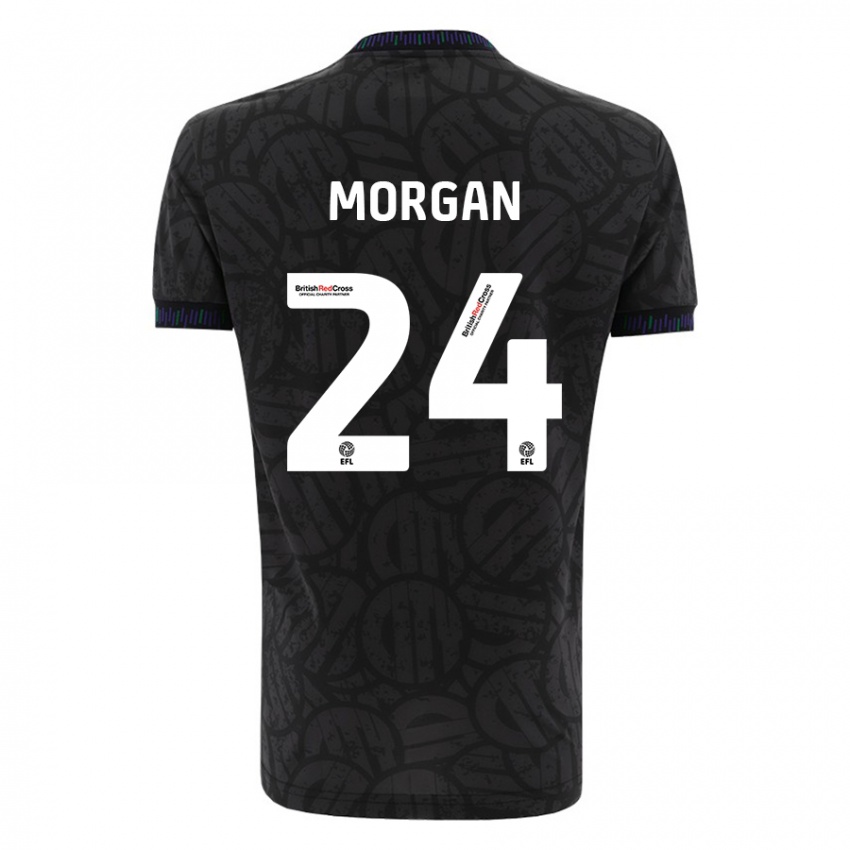 Kinder Ffion Morgan #24 Schwarz Auswärtstrikot Trikot 2023/24 T-Shirt Österreich