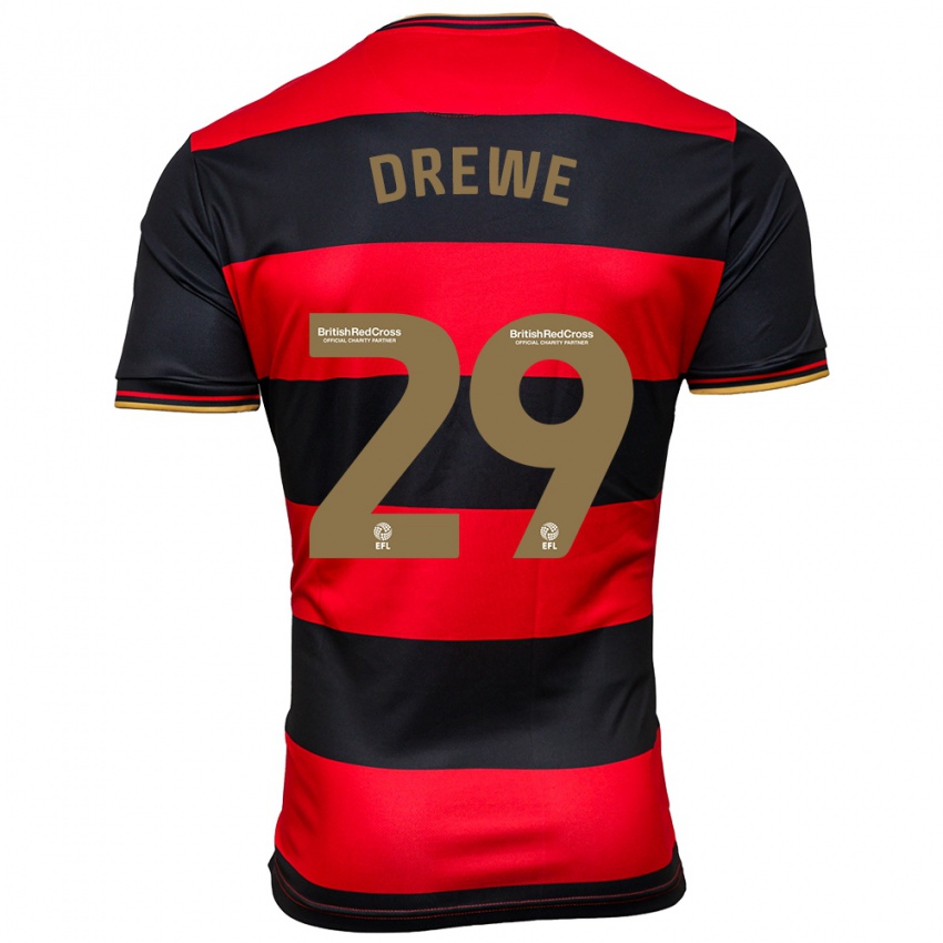 Kinder Aaron Drewe #29 Schwarz Rot Auswärtstrikot Trikot 2023/24 T-Shirt Österreich