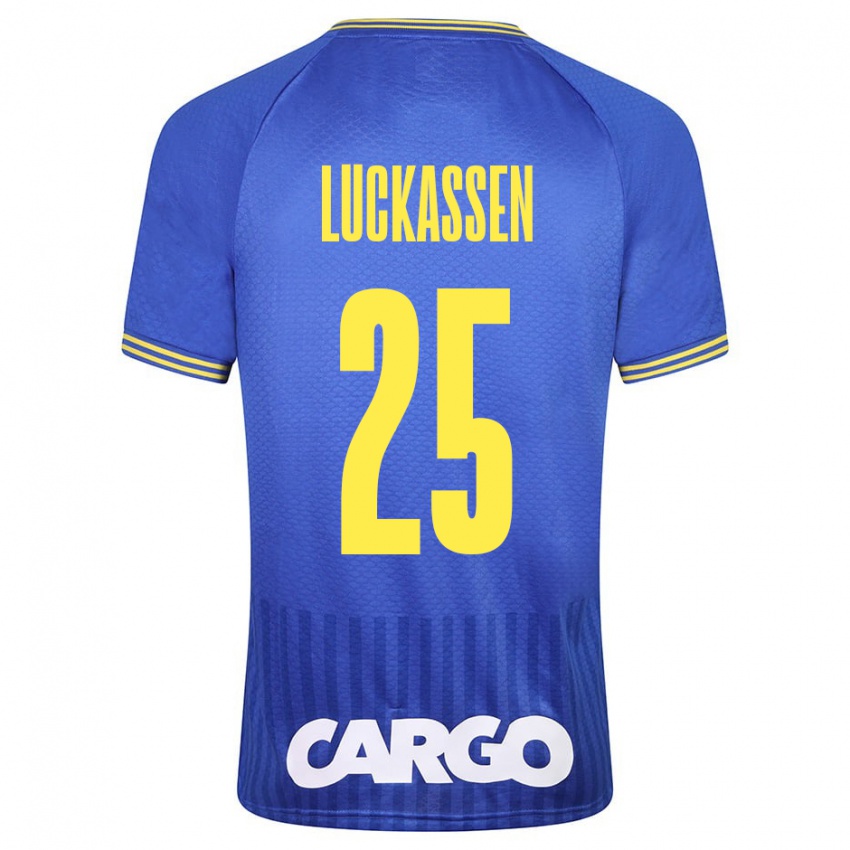 Kinder Derrick Luckassen #25 Blau Auswärtstrikot Trikot 2023/24 T-Shirt Österreich