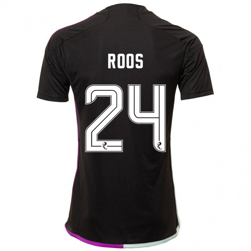 Kinder Kelle Roos #24 Schwarz Auswärtstrikot Trikot 2023/24 T-Shirt Österreich