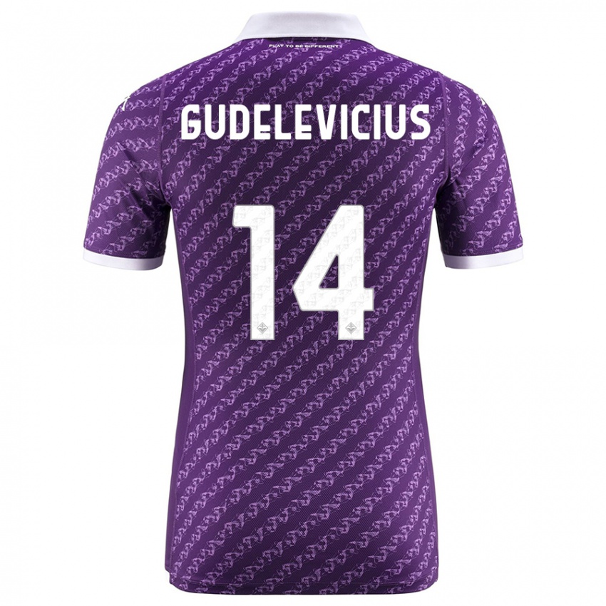 Herren Ernestas Gudelevicius #14 Violett Heimtrikot Trikot 2023/24 T-Shirt Österreich