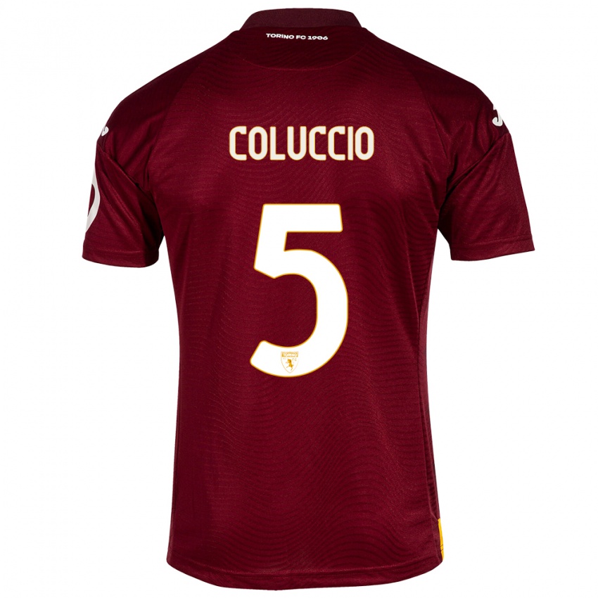 Herren Francesca Coluccio #5 Dunkelrot Heimtrikot Trikot 2023/24 T-Shirt Österreich