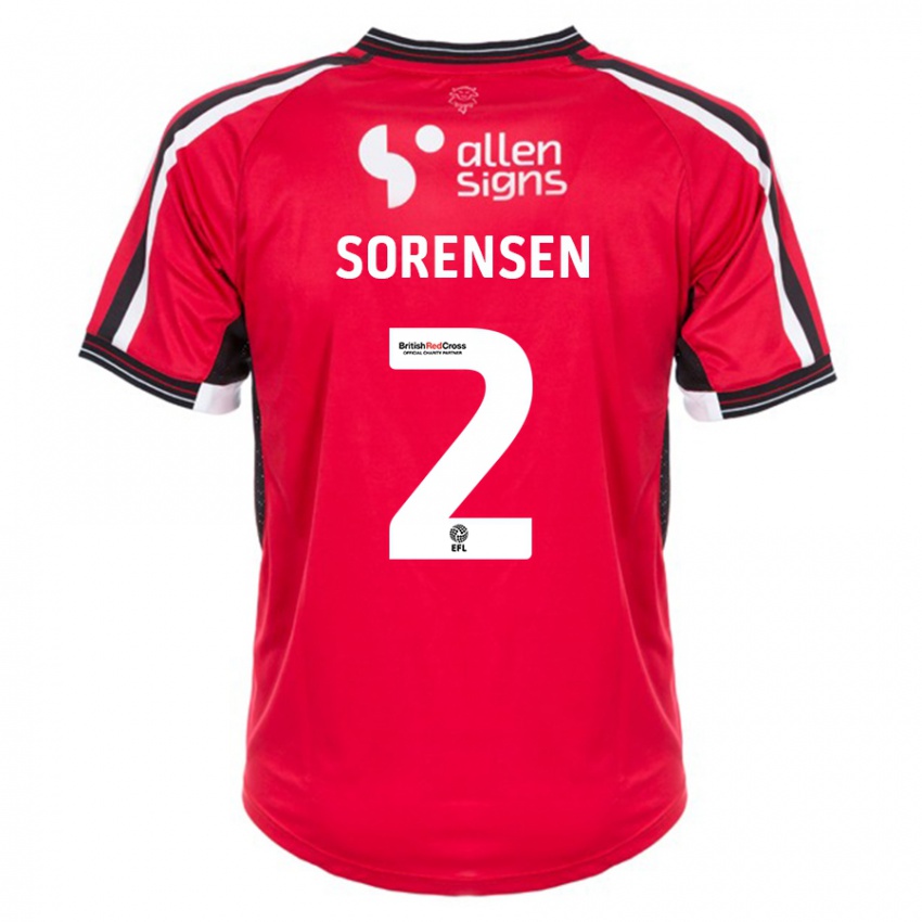 Herren Lasse Sörensen #2 Rot Heimtrikot Trikot 2023/24 T-Shirt Österreich