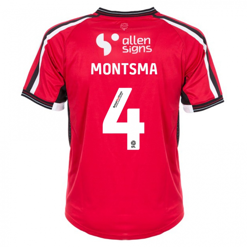 Herren Lewis Montsma #4 Rot Heimtrikot Trikot 2023/24 T-Shirt Österreich