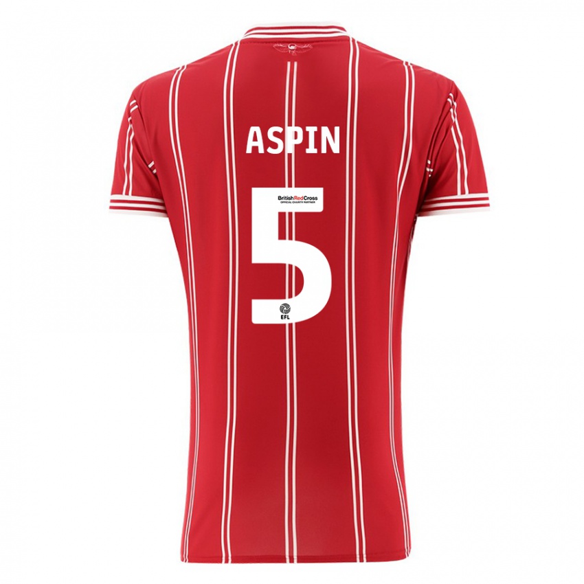 Herren Brooke Aspin #5 Rot Heimtrikot Trikot 2023/24 T-Shirt Österreich