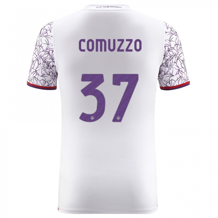 Herren Pietro Comuzzo #37 Weiß Auswärtstrikot Trikot 2023/24 T-Shirt Österreich