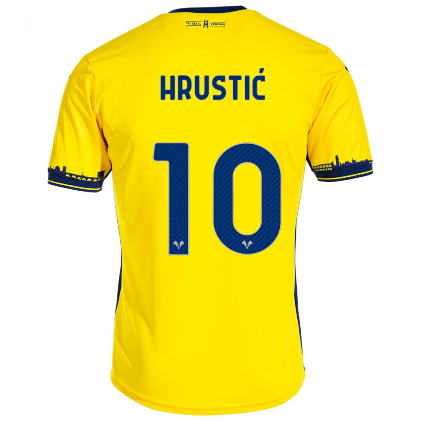 Herren Ajdin Hrustic #10 Gelb Auswärtstrikot Trikot 2023/24 T-Shirt Österreich