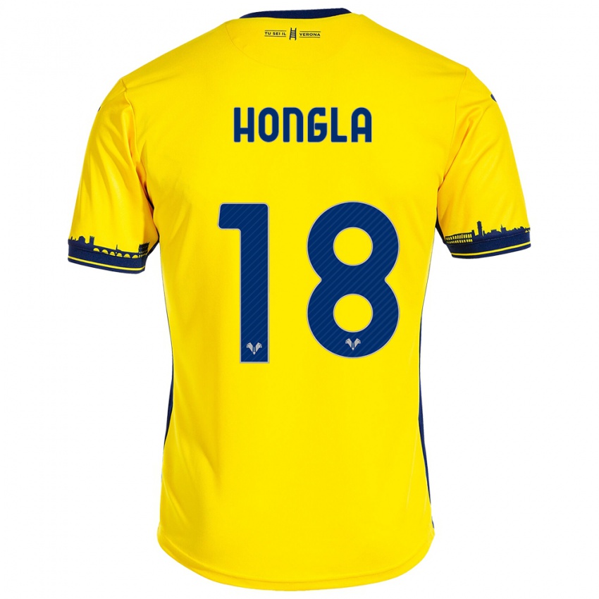 Herren Martin Hongla #18 Gelb Auswärtstrikot Trikot 2023/24 T-Shirt Österreich