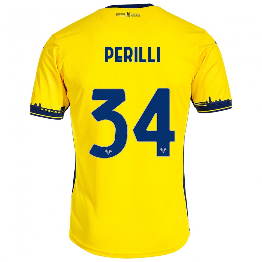 Herren Simone Perilli #34 Gelb Auswärtstrikot Trikot 2023/24 T-Shirt Österreich