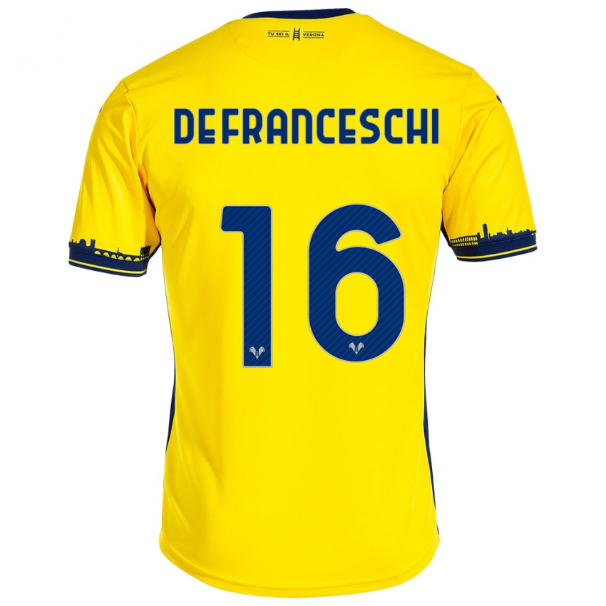 Herren Edoardo De Franceschi #16 Gelb Auswärtstrikot Trikot 2023/24 T-Shirt Österreich