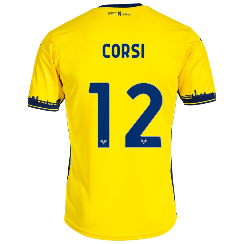 Herren Sara Corsi #12 Gelb Auswärtstrikot Trikot 2023/24 T-Shirt Österreich