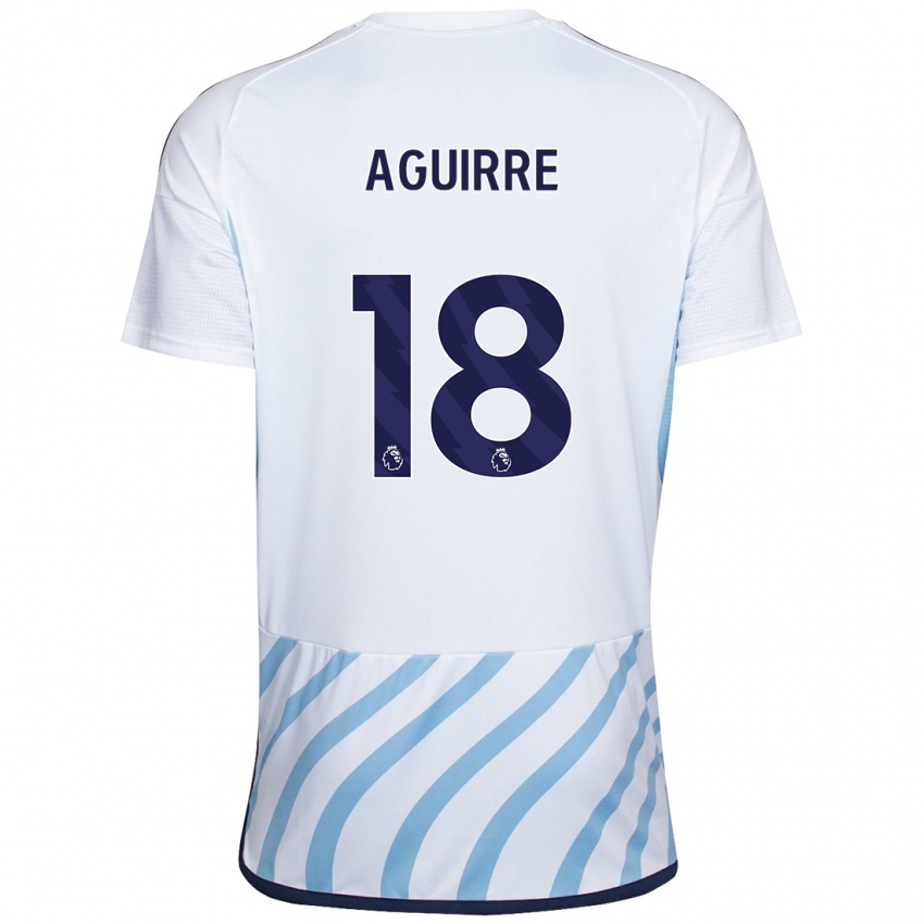 Herren Aja Aguirre #18 Weiß Blau Auswärtstrikot Trikot 2023/24 T-Shirt Österreich