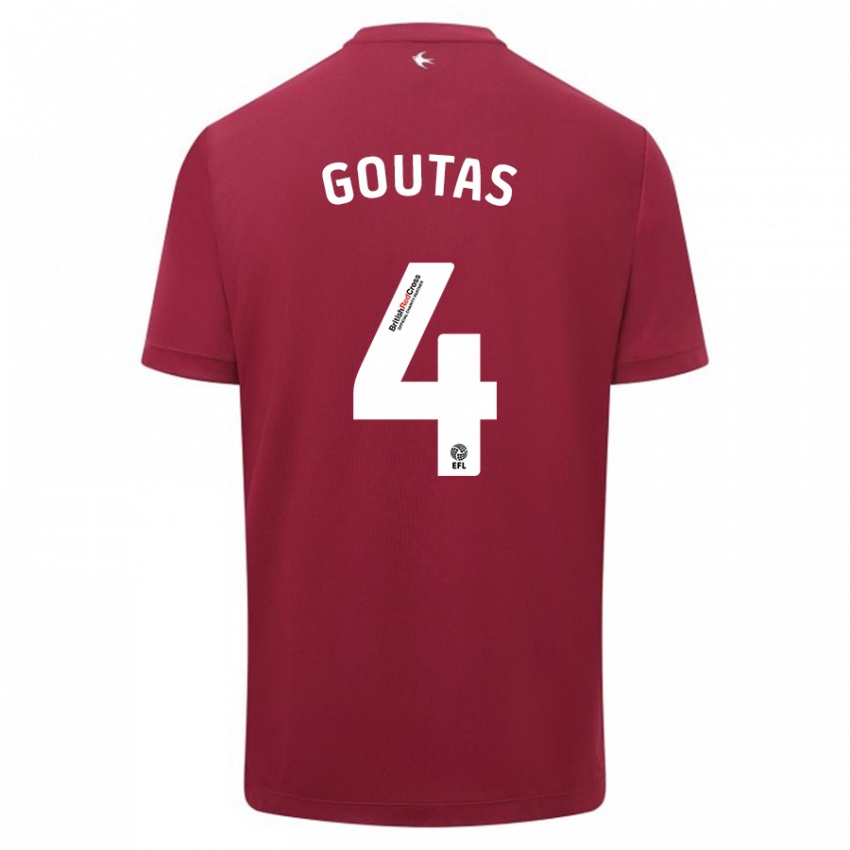 Herren Dimitrios Goutas #4 Rot Auswärtstrikot Trikot 2023/24 T-Shirt Österreich