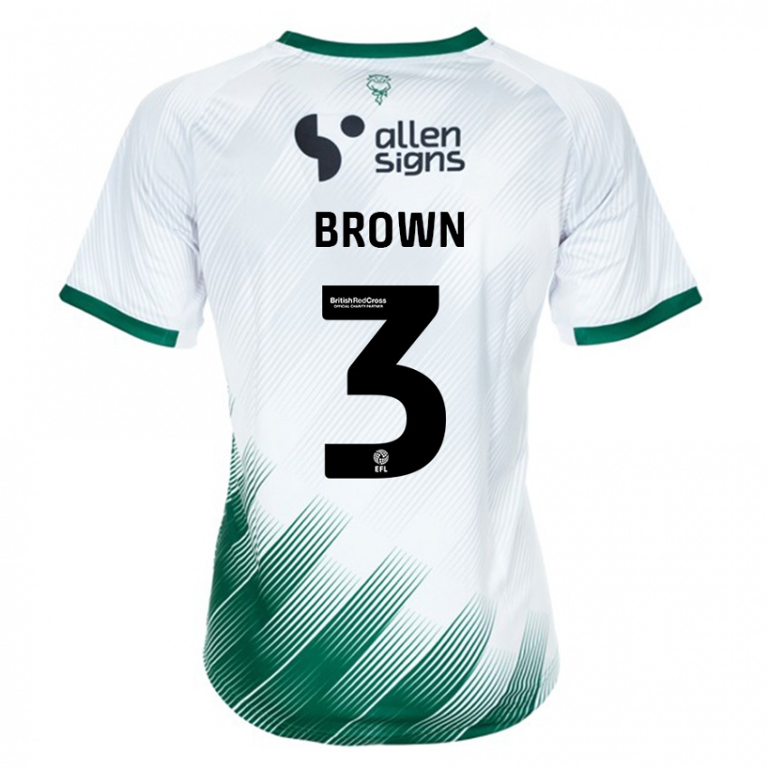 Herren Jaden Brown #3 Weiß Auswärtstrikot Trikot 2023/24 T-Shirt Österreich