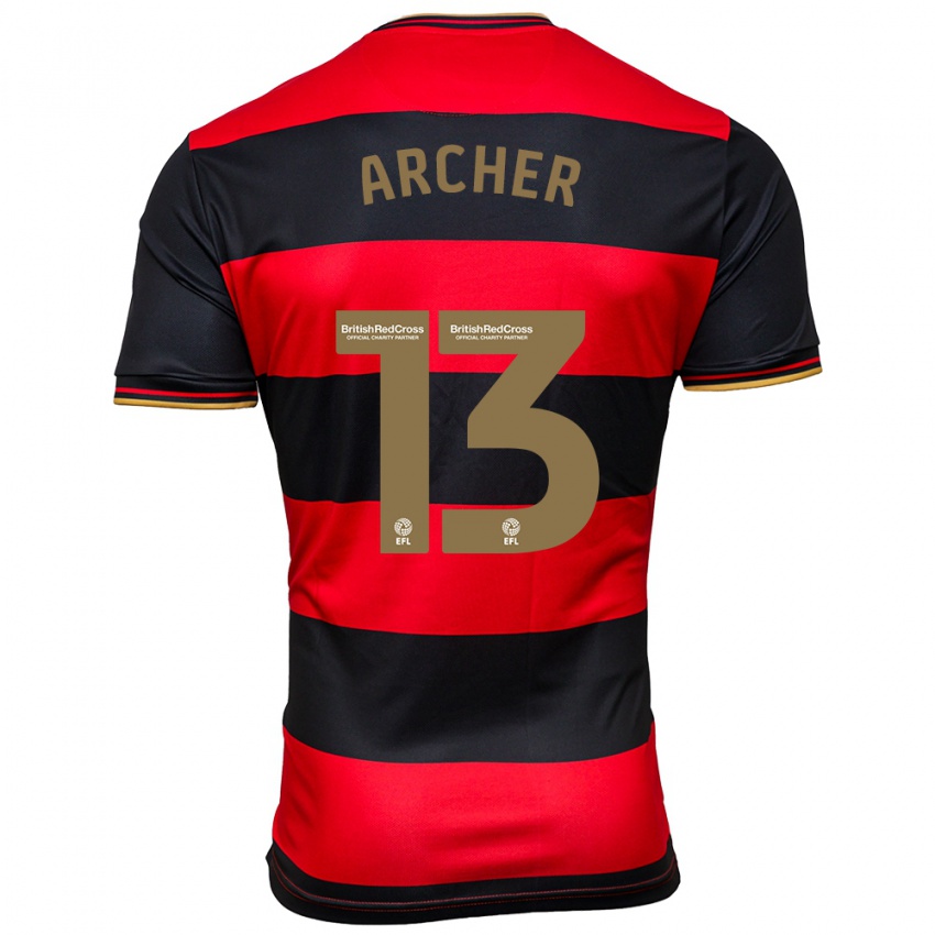 Herren Jordan Archer #13 Schwarz Rot Auswärtstrikot Trikot 2023/24 T-Shirt Österreich