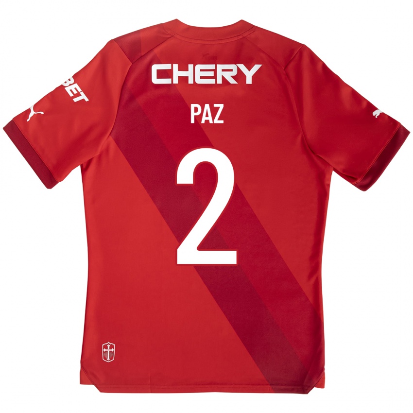 Herren Nehuen Paz #2 Rot Auswärtstrikot Trikot 2023/24 T-Shirt Österreich