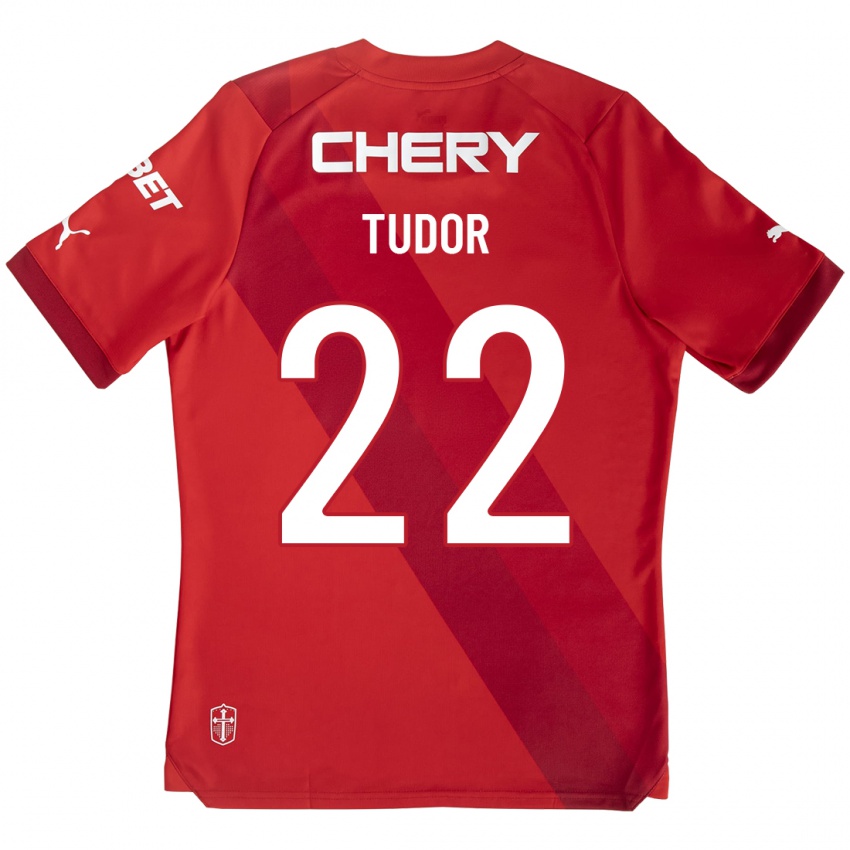 Herren Milan Tudor #22 Rot Auswärtstrikot Trikot 2023/24 T-Shirt Österreich