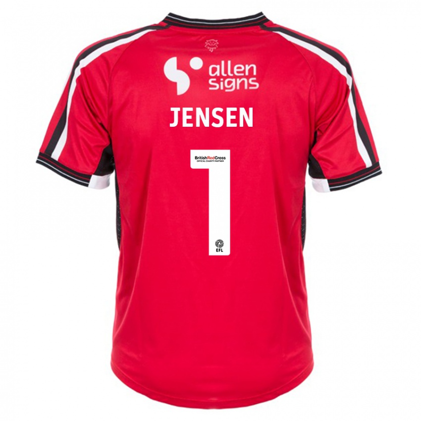 Damen Lukas Jensen #1 Rot Heimtrikot Trikot 2023/24 T-Shirt Österreich