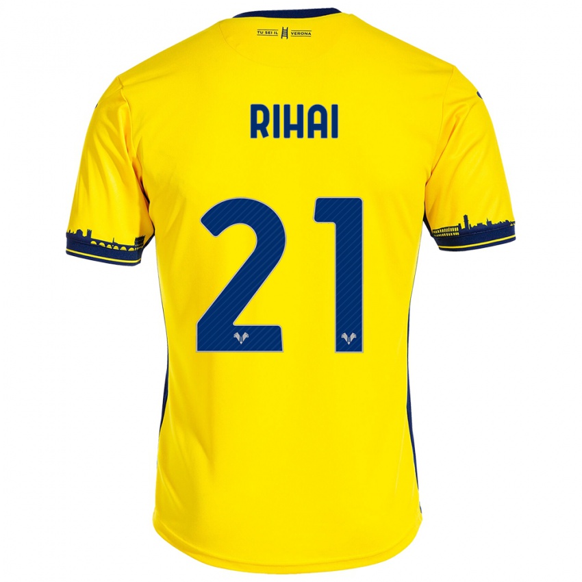 Damen Aiman Rihai #21 Gelb Auswärtstrikot Trikot 2023/24 T-Shirt Österreich