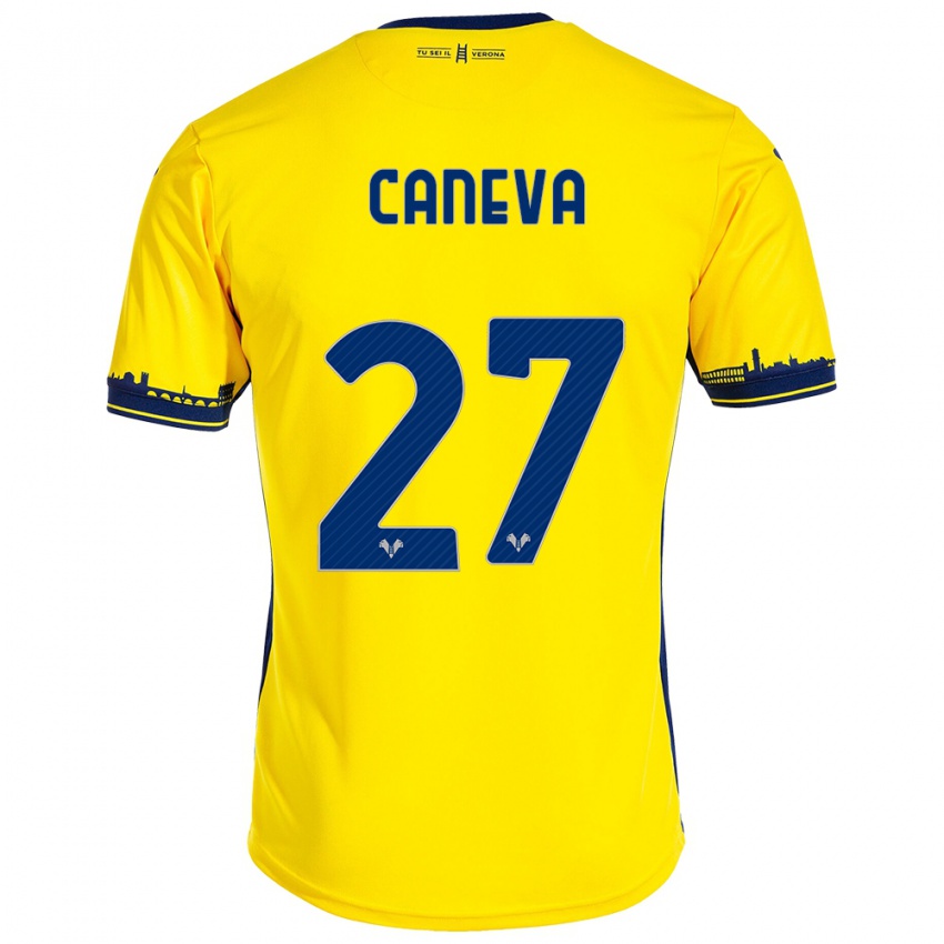 Damen Elia Caneva #27 Gelb Auswärtstrikot Trikot 2023/24 T-Shirt Österreich