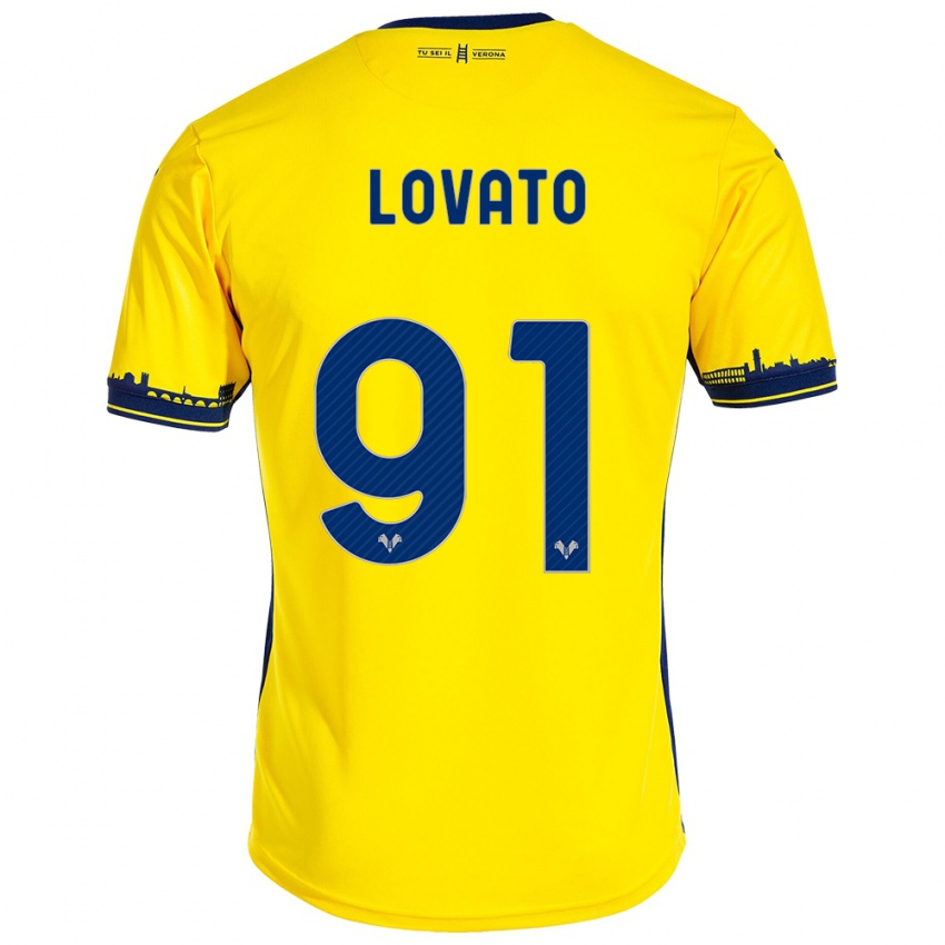 Damen Enrico Lovato #91 Gelb Auswärtstrikot Trikot 2023/24 T-Shirt Österreich