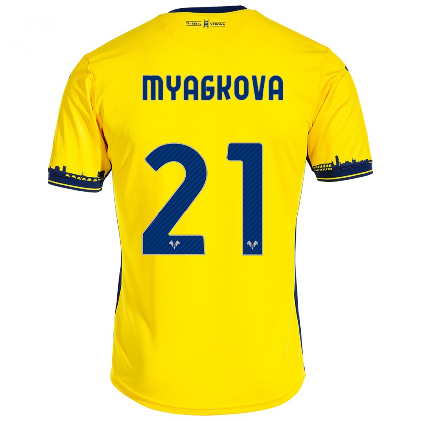 Damen Alina Myagkova #21 Gelb Auswärtstrikot Trikot 2023/24 T-Shirt Österreich