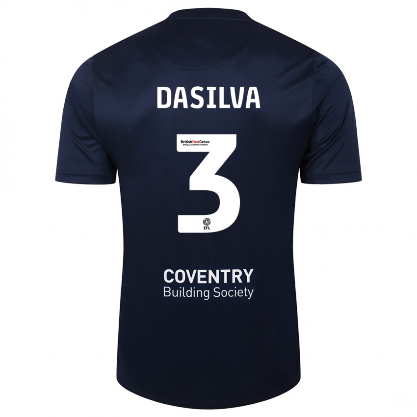 Damen Jay Dasilva #3 Rote Marine Auswärtstrikot Trikot 2023/24 T-Shirt Österreich