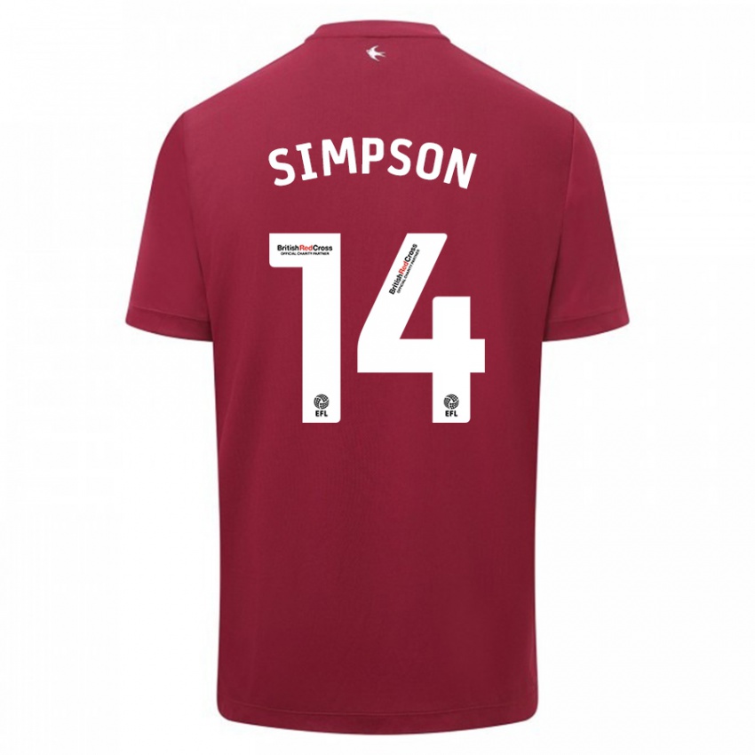 Damen Jasmine Simpson #14 Rot Auswärtstrikot Trikot 2023/24 T-Shirt Österreich