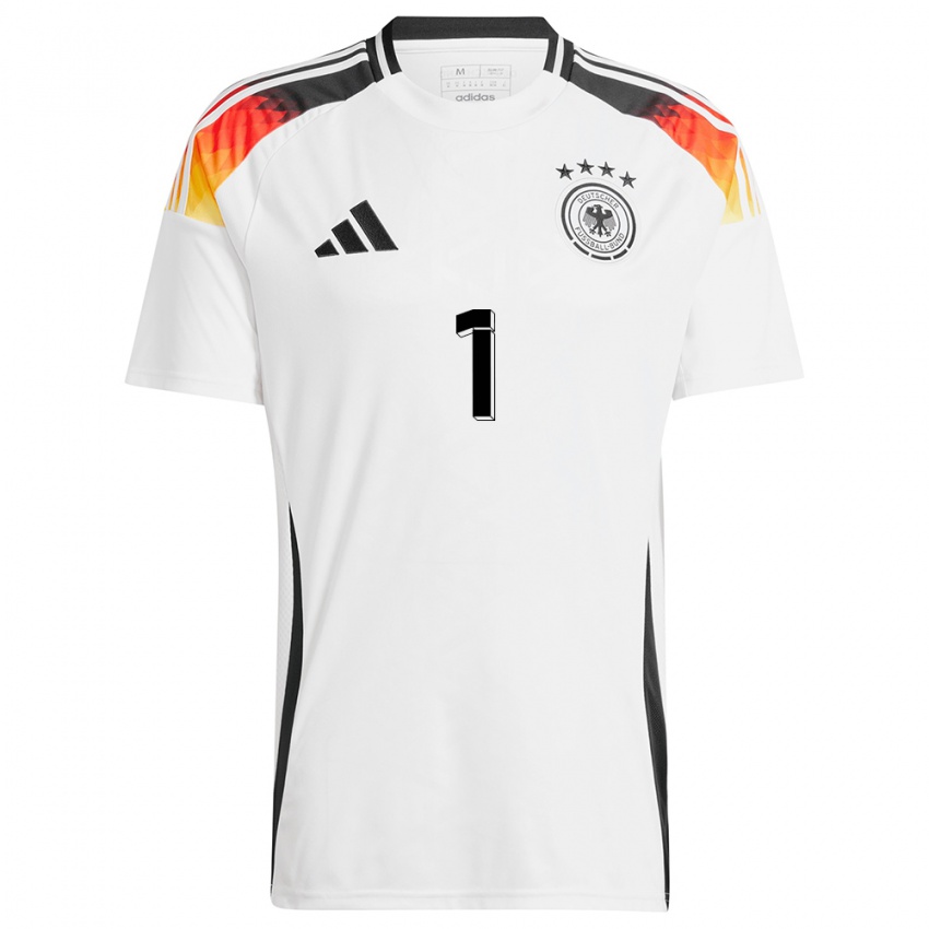 Kinder Deutschland Manuel Neuer #1 Weiß Heimtrikot Trikot 24-26 T-Shirt Österreich