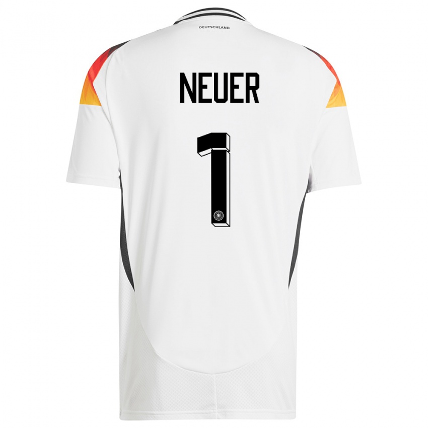 Kinder Deutschland Manuel Neuer #1 Weiß Heimtrikot Trikot 24-26 T-Shirt Österreich