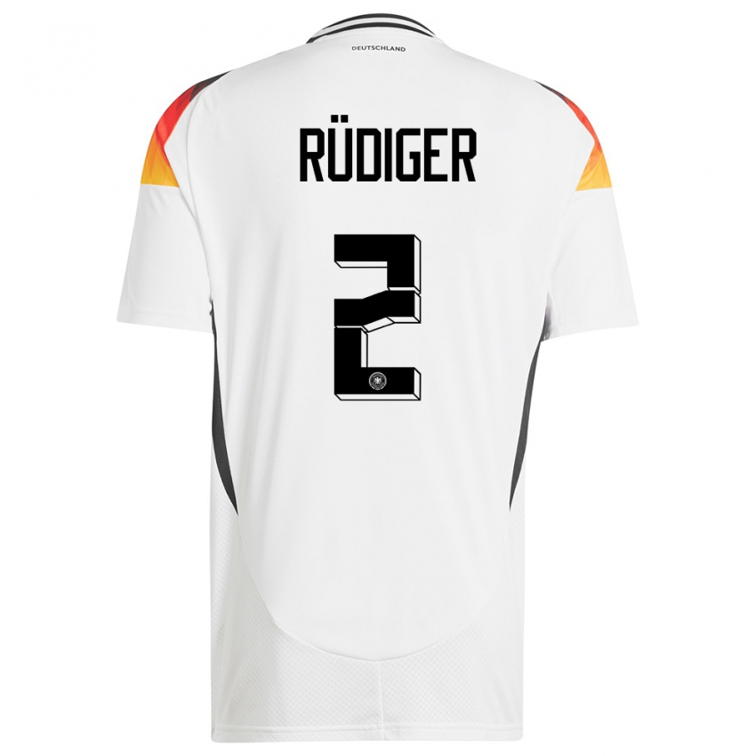 Kinder Deutschland Antonio Rudiger #2 Weiß Heimtrikot Trikot 24-26 T-Shirt Österreich