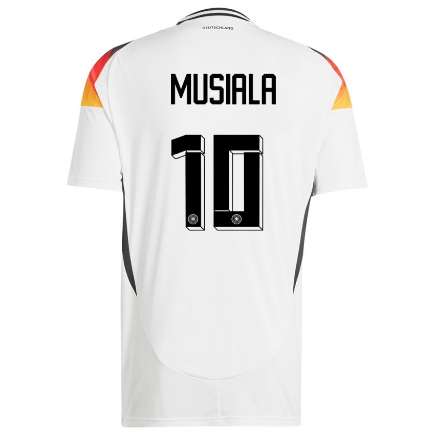Kinder Deutschland Jamal Musiala #10 Weiß Heimtrikot Trikot 24-26 T-Shirt Österreich