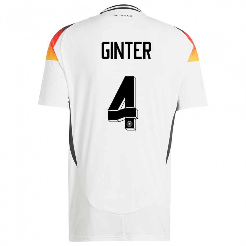 Kinder Deutschland Matthias Ginter #4 Weiß Heimtrikot Trikot 24-26 T-Shirt Österreich